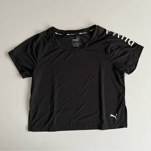 Puma mesh cropped tee, black, xs